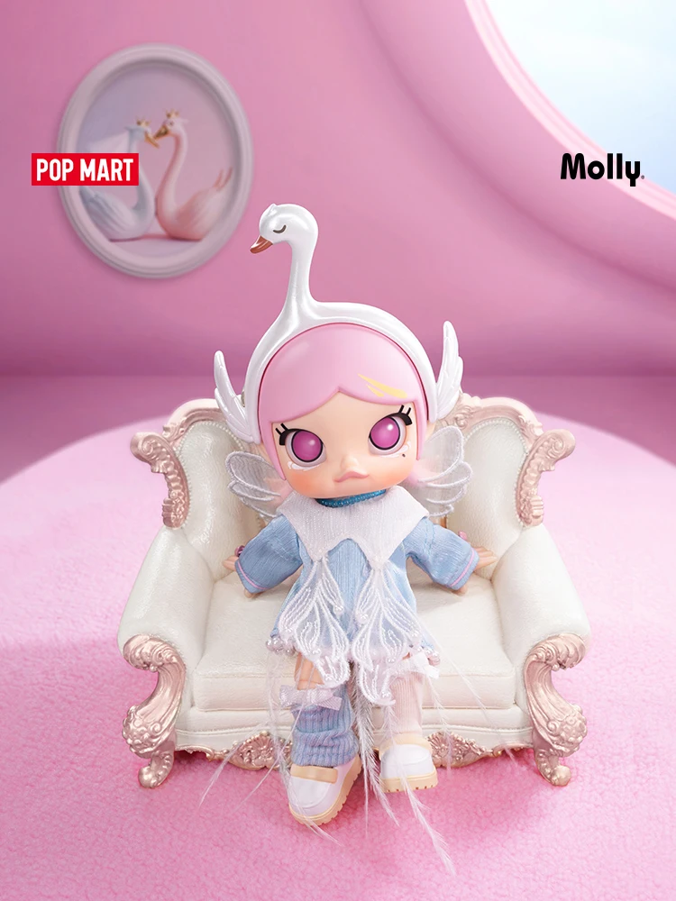 

Pop Mart Molly Metamorphosis Swan Elevator Kawaii Dolls Action Anime Figures Ornaments Colletion Toys and Hobbies Birthday Gifts