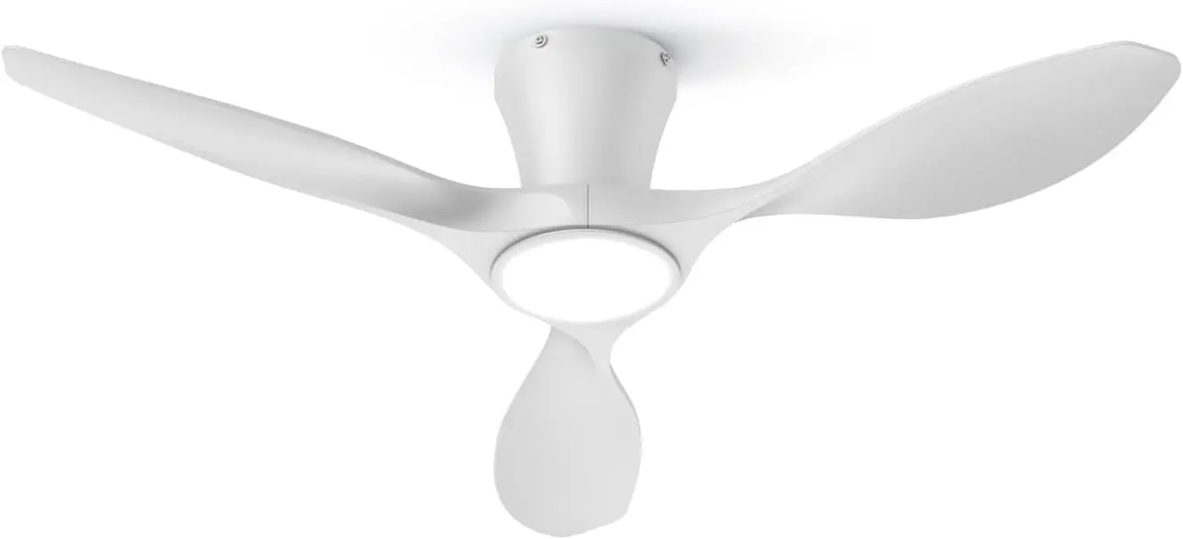 42 Inch Modern Low Profile Ceiling Fan with Lights, White Flush Mount Ceiling Fan with Remote Control, 3CCT, Ceiling Fans for Bedroom, Living Room and Patio