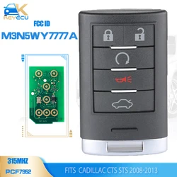 KEYECU obudowa inteligentnego pilot z kluczykiem samochodowym 315MHz 5 przycisk dla Cadillac CTS STS 2008-2014 FCC: M3N5WY7777A