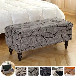 1PC Printed Storage Ottoman Cover Elastic Foldable Bedroom Footstool Covers Bench Stool Furniture Protector Footrest Slipcover