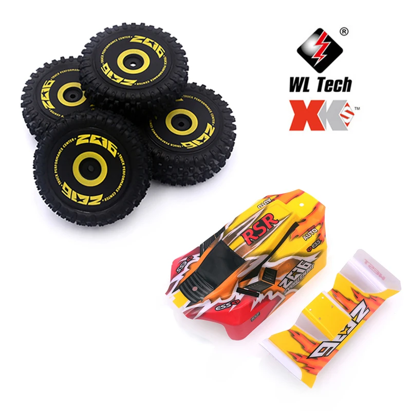 WLtoys-Pièces de rechange de voiture d\'origine, roue avant, pneus arrière, coque de carrosserie, couverture de carrosserie, 124017, 124019, 124007,