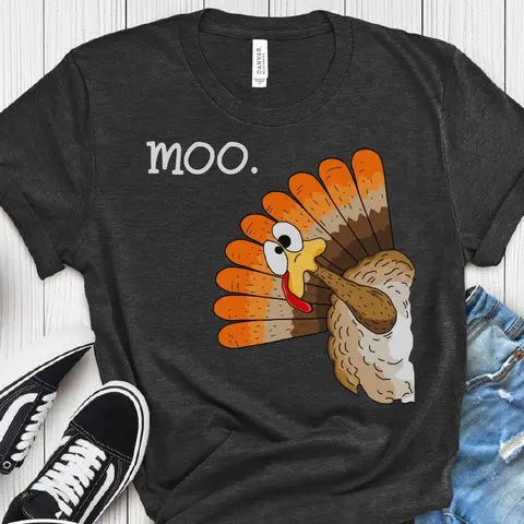 Funny Turkey Moo Graphics Unisex T-Shirt Men Women Summer Casual Short Sleeved T-shirts Round Neck Tops Street Harajuku Shirt