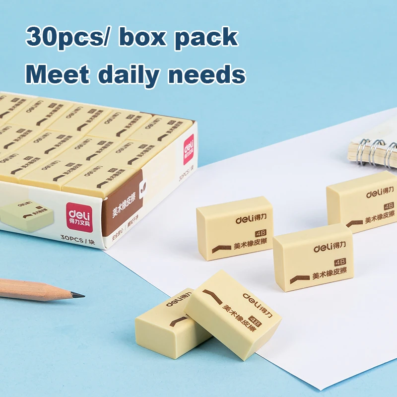 Deli Art Eraser Set Pencil Erasers 4B Soft PVC Rubber for Kids School Office Kids Drawing Sketches Exam Correction Painting Tool