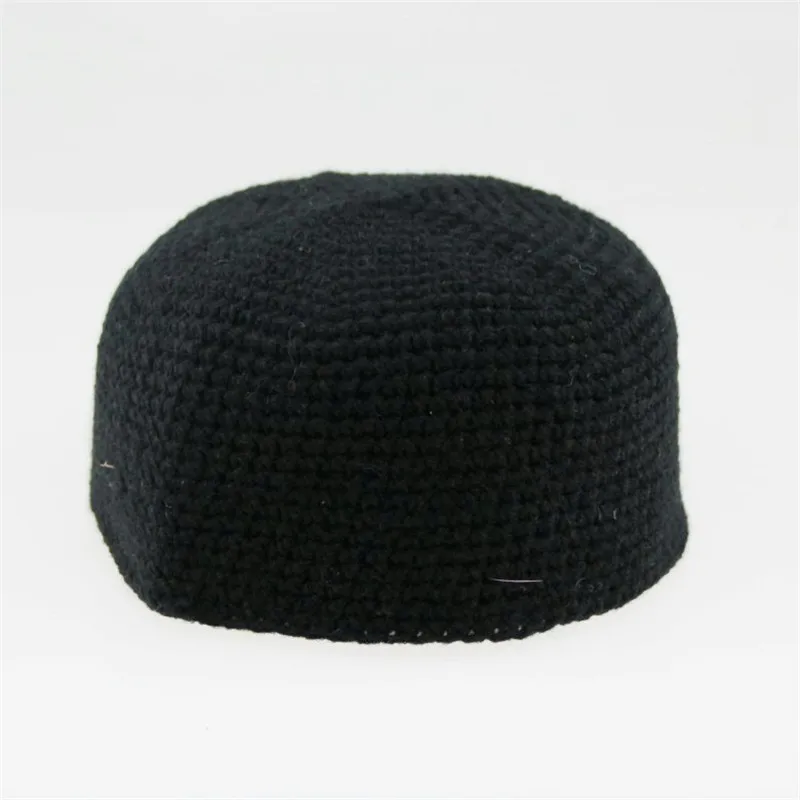 Handmade Knitted Men Muslim Prayer Hats Islamic Ramadan Men\'s Warm Beanies Cap Jewish Kippah Homme Hat Arab Male Cap