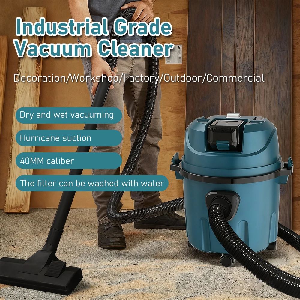 TUNGFULL 1200W Wet Dry Vacuum Cleaner Cordless Rechargeable Shop Vacuum with 15L Tank for Job Site Warehouse Car Wash Cleaning