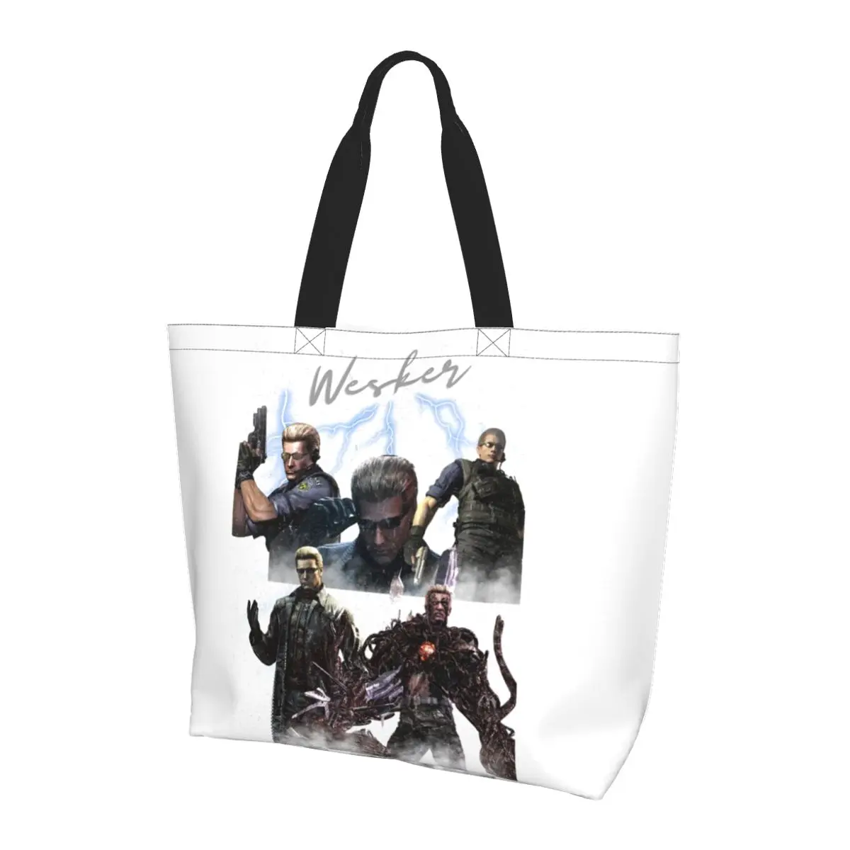 

Albert Wesker Collage Shopping Tote Bag Canvas Large Capacity Shoulder Bags Shopper Grocery Handbag for Women