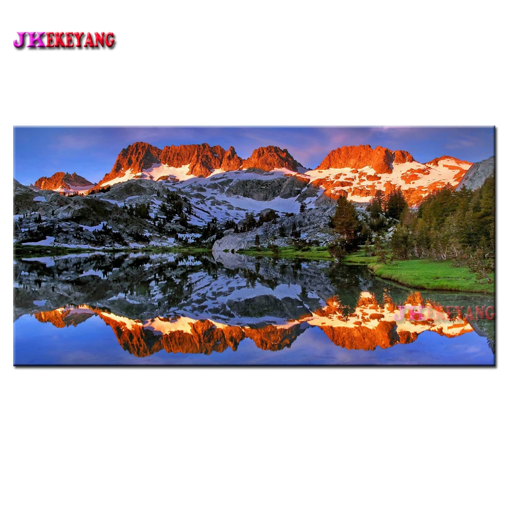 DIY Diamond Painting Cross Stitch lake forest snow mountain diamond Embroidery Full Drill Cross Stitch Rhinestone Y4879