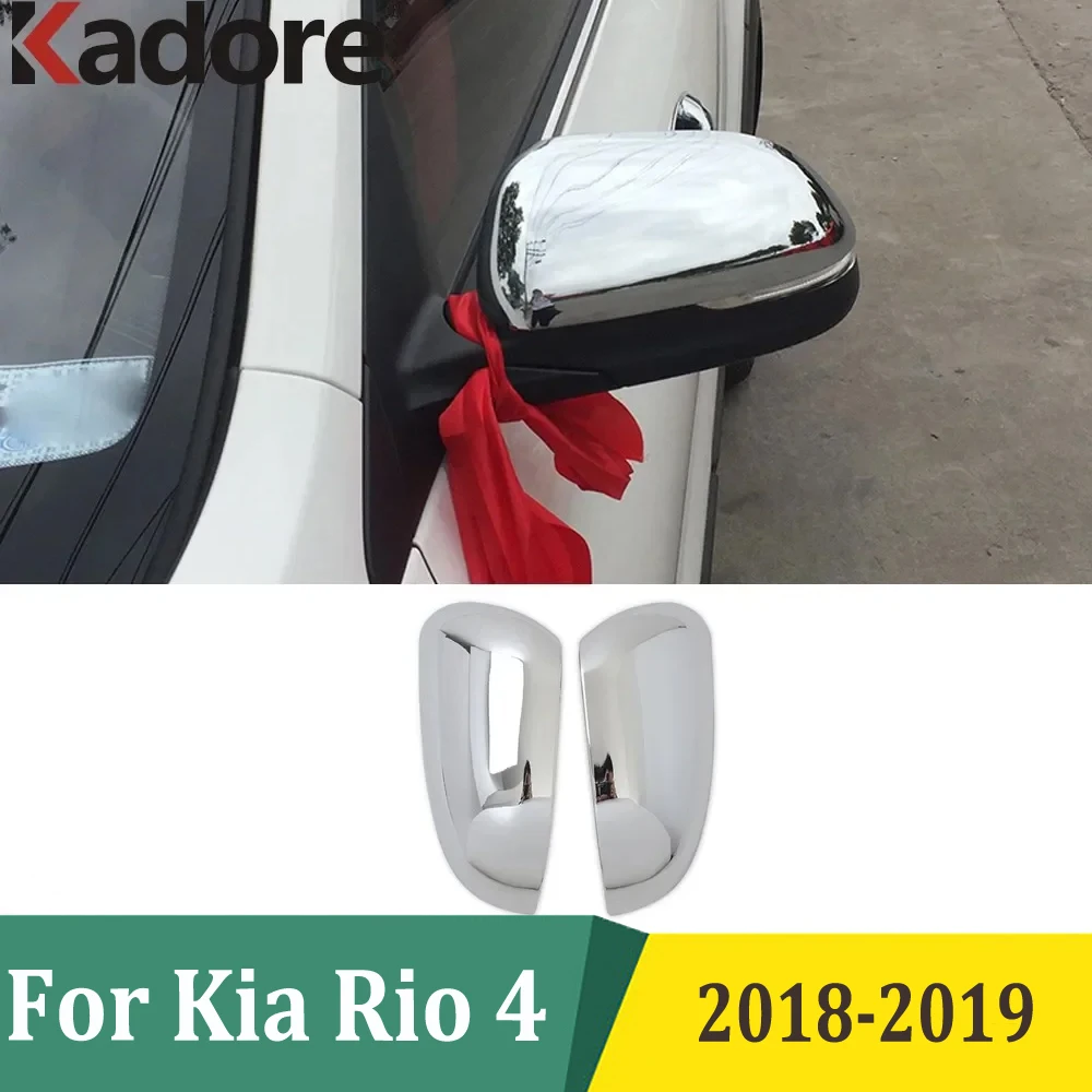 For Kia Rio 4 2018 2019 ABS Chromed Side Door Rearview Mirror Cover Trims Car Accessories Styling