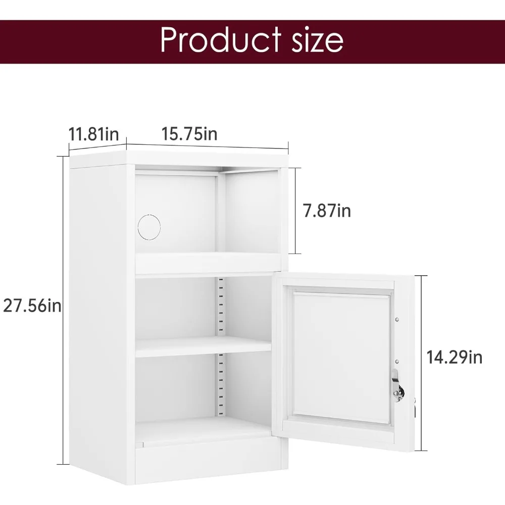 モダンなロック可能なナイトスタンド ペア、棚付き収納キャビネット、ドアと収納付きの現代的なサイドテーブル 28 個