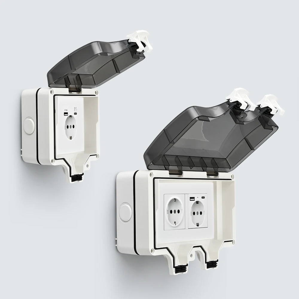 Outdoor Waterproof Wall Plugs 16A Electric Power Plug EU KR Korean Compatible 110-250V IP66 Dustproof for Safety And Durability