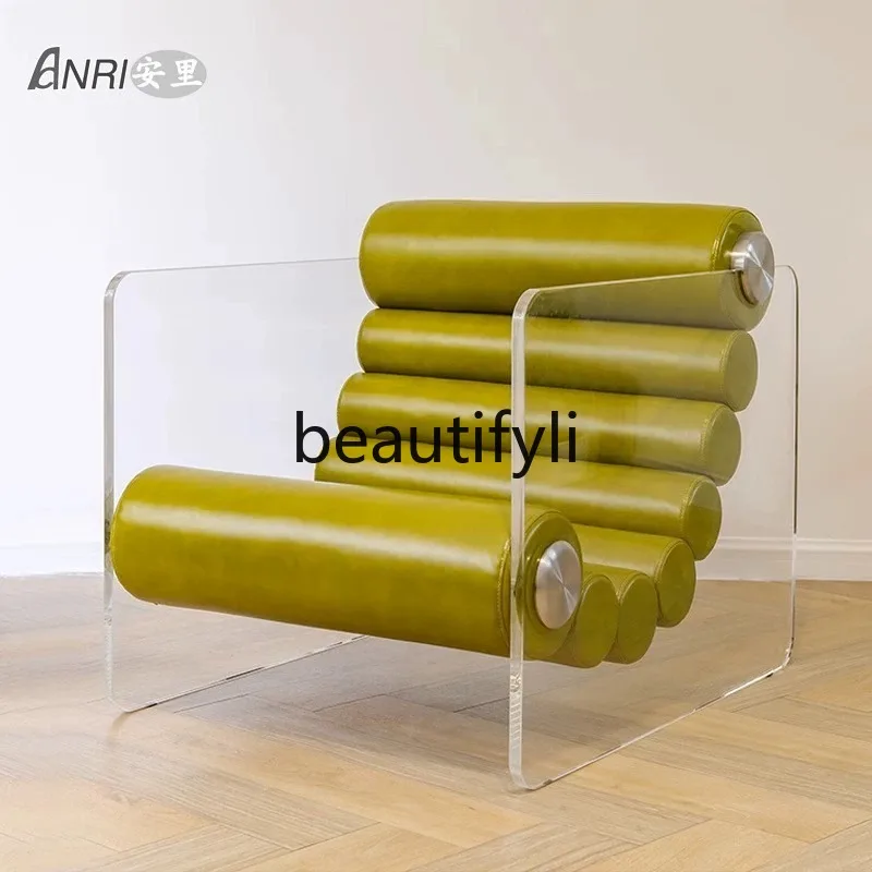 

Italian Minimalist Transparent Acrylic Recliner Single Designer Creative Armrest Chair