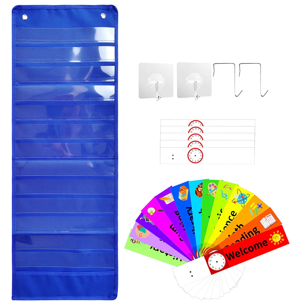 ที่ยึดประตูสองด้านสำหรับห้องเรียนการศึกษา14ช่องพร้อมการ์ดตารางรายวันแผนภูมิกระเป๋าโรงเรียนบ้านโลหะแขวน