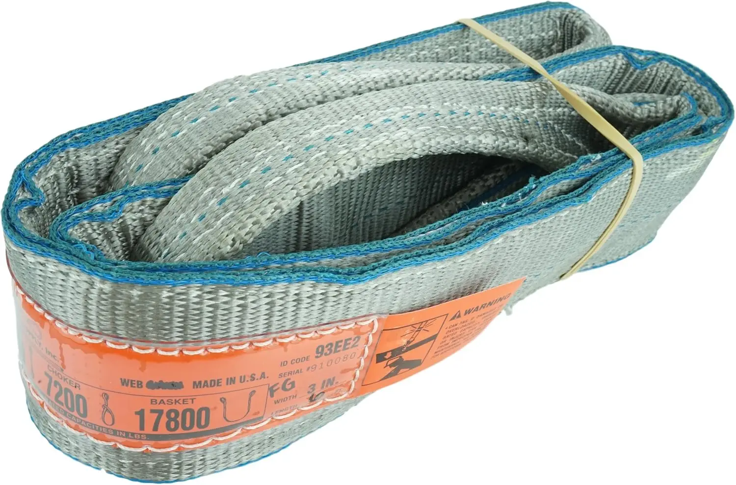 

Heavy Duty Polyester Lifting Sling 3x6ft, 8900lb Vertical, 7200lb Choker, Made in USA