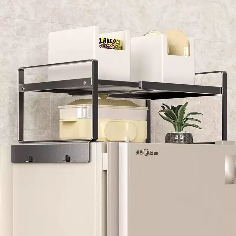 منظم علوي للثلاجة المغناطيسية، رف توابل المطبخ مع حامل مغناطيسي، رف تخزين متعدد الطبقات، رف جانبي للبهارات #5