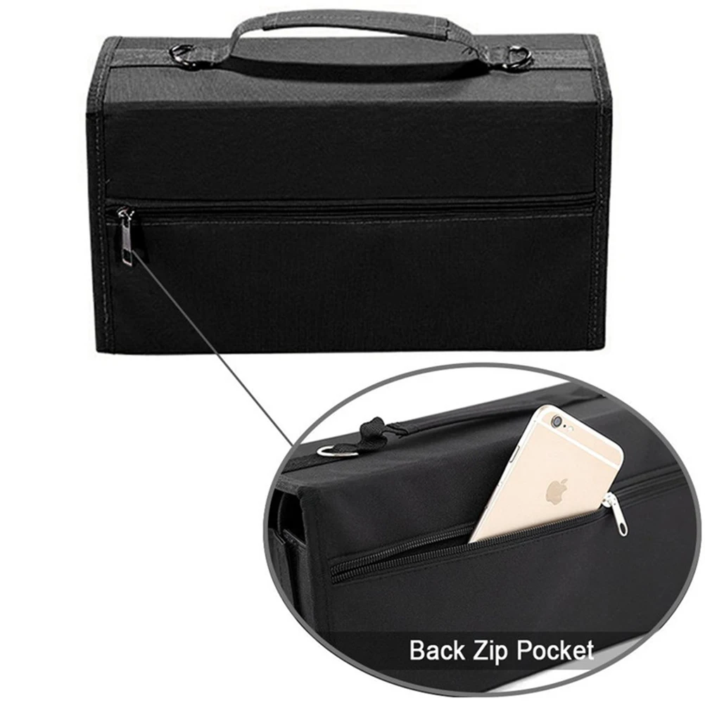 

Marker Storage Bag Colorful Pen Organizer Portable Art Supplies Case With Adjustable Strap Black