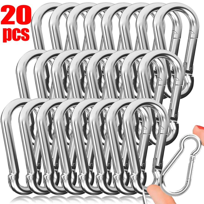 2/10PCS Spring Carabiner Hook Steel Alloy Snap Clip Heavy Duty Quick Link Hook for Camping Keychain Fishing Hiking Traveling
