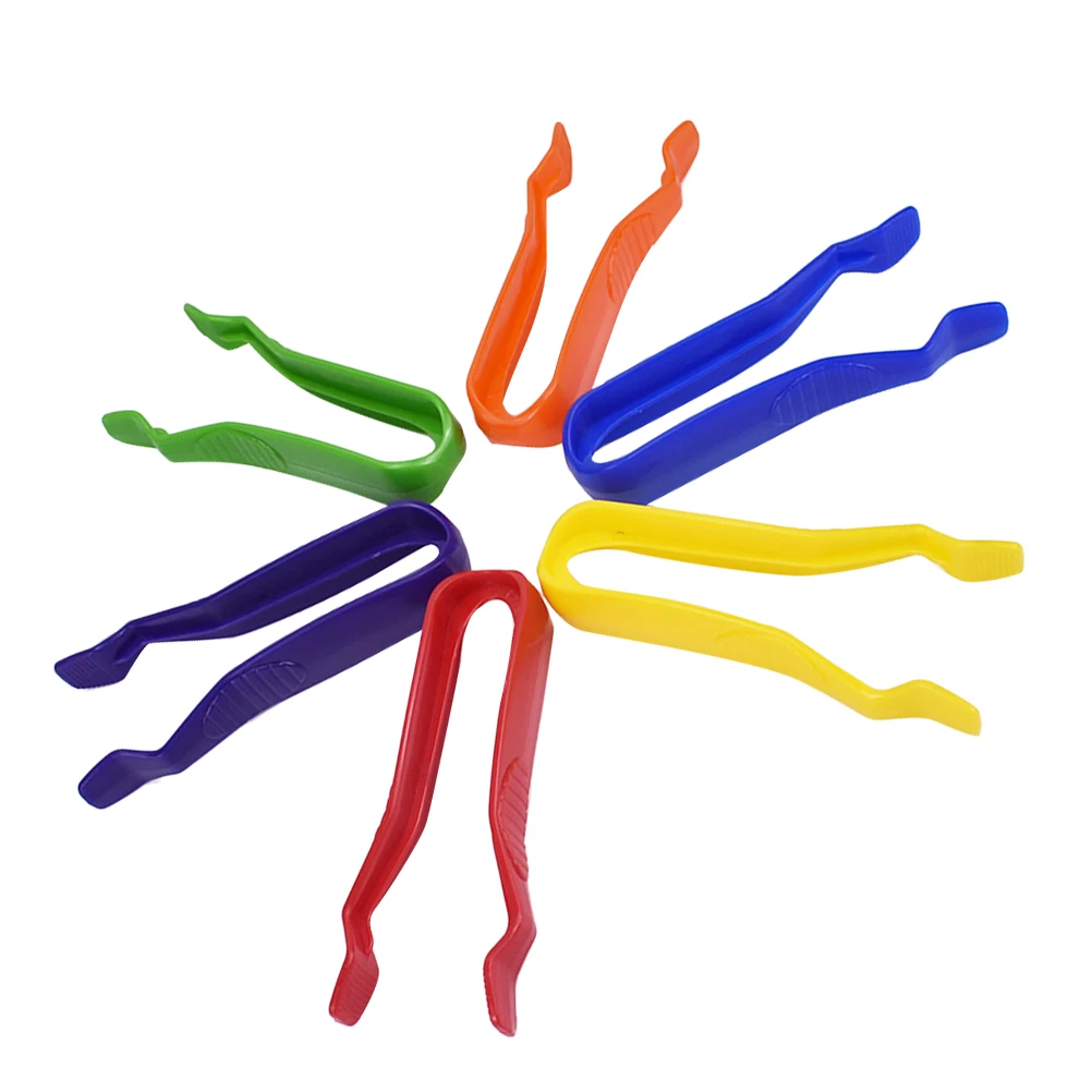 

6pcs Plastic Tweezers Handcraft Diy Beads Picking Tools Ergonomic Non-Slip Handle Flat Tip For Jewelry Making Crafts Sticker