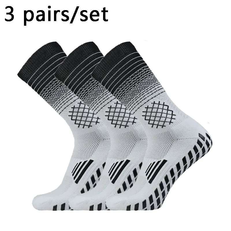 3 pairs Grid pattern Anti-slip Soccer Socks Men Women Outdoor Sport Grip Football Socks antideslizantes de futbol