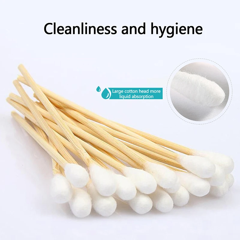 50pcs Medical Cotton Stick 10cm Single Head Disposable Home Emergency Wound Care Cleaning Disinfect Tool