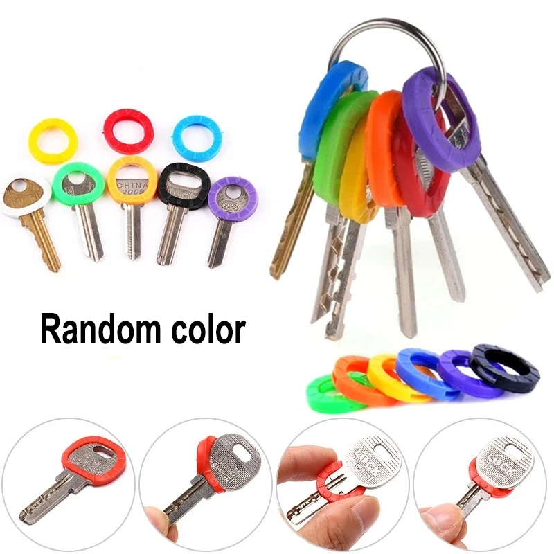 10pcs  Color Key Sleeve Mixed Color Soft Silicone Elastic Key Ring Marking To Distinguish The Key for DIY Key Pendant