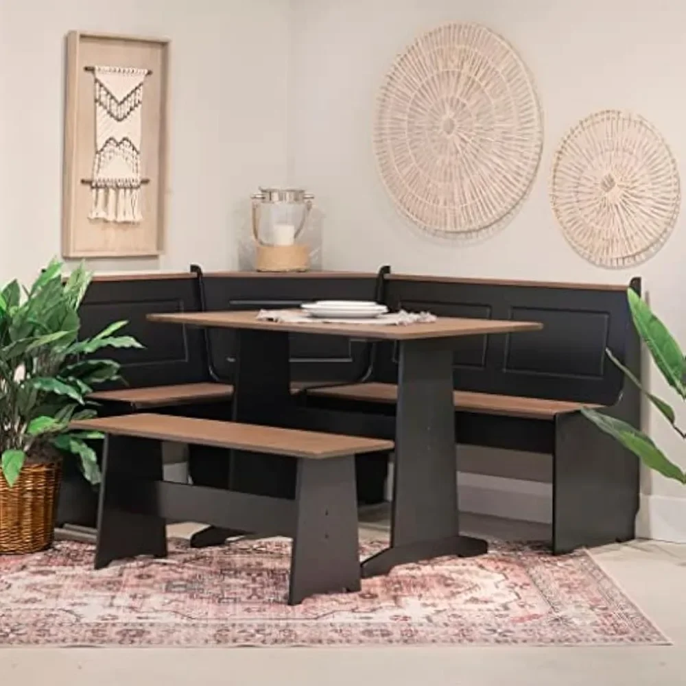 Dining Room Set, Black and Pecan Breakfast DiningS Set Ardmore Nook, Dining Seat