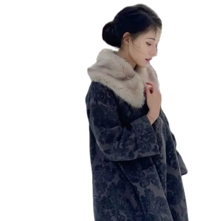 Korean Woolen Long Coat Female Winter Thickened Long Cloak Tweed Thick Cape Fashion