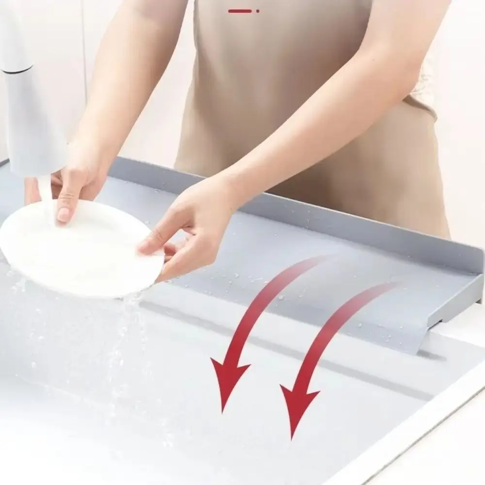 Non-Slip Sink Splash Guard Suction Cups Wide Coverage Countertop Water Baffle Heightened Multifunction Sink Draining Mat