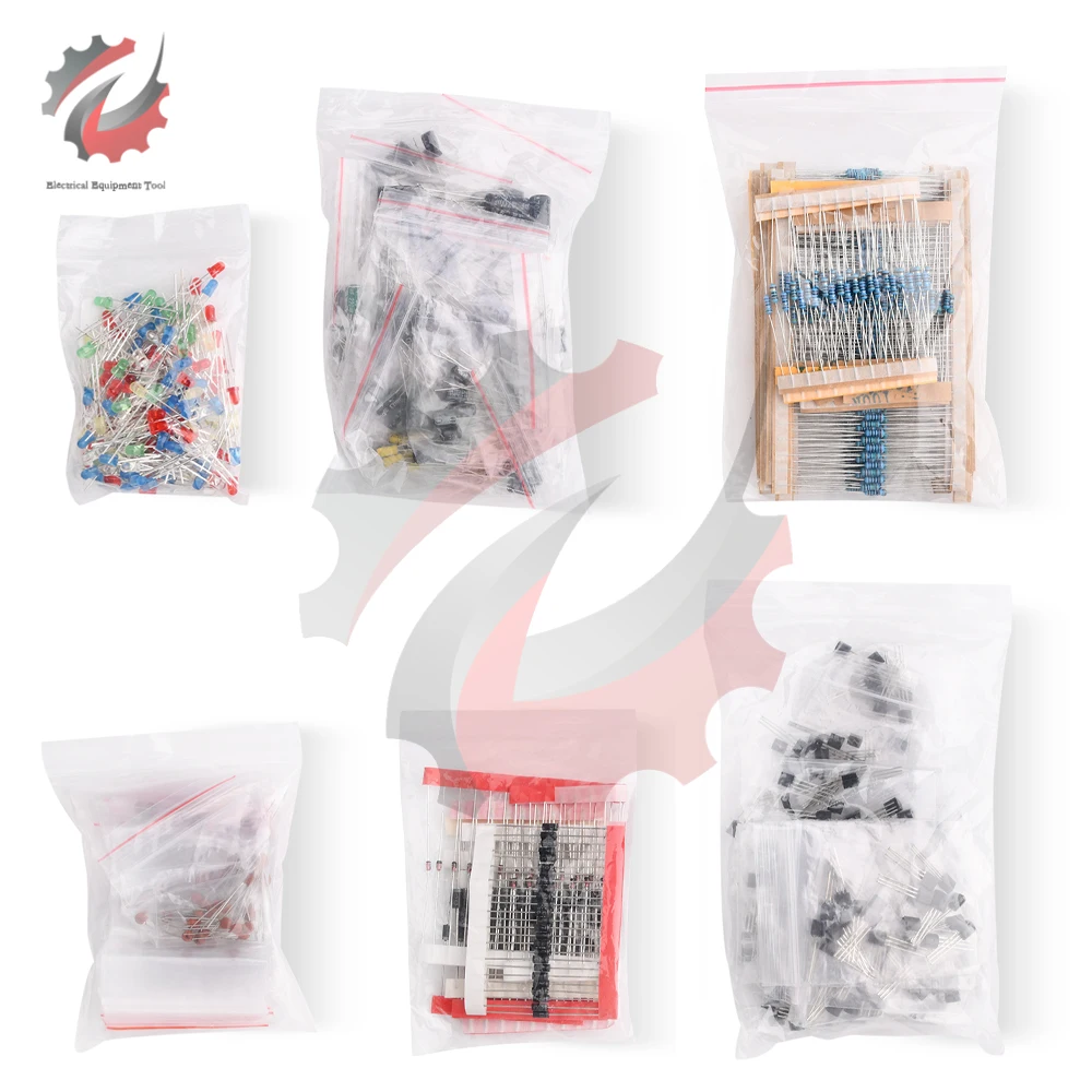 1390PCS Component Electronic Kit 1/4W Resistance 1% Metal Film Resistor Electrolytic Capacitor LED Emitting Diode Ceramic Chip