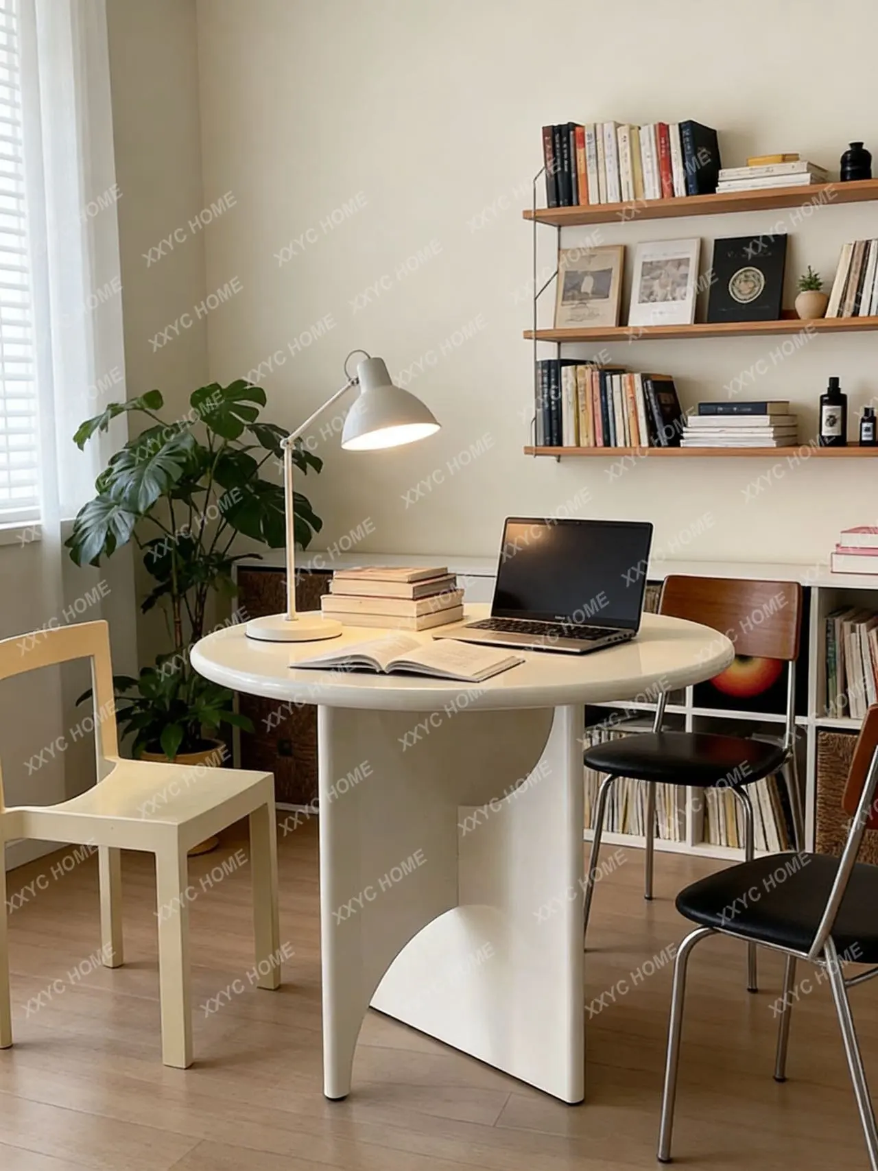 

Second-hand cream style dining table minimalist small apartment round table home coffee tableTJ