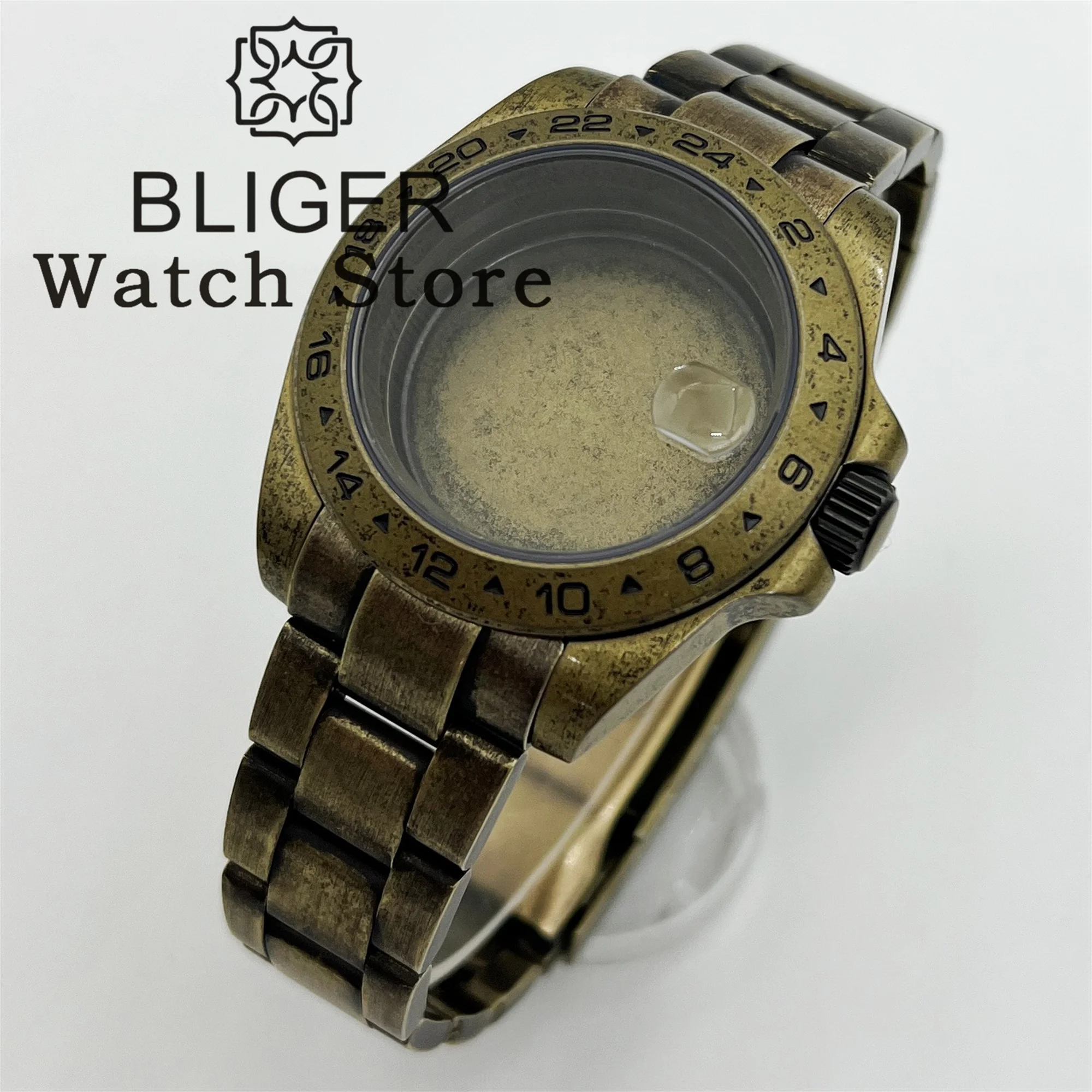 BLIGER Bronze Retro 40mm Watch Case Sapphire Crystal For Explore 2 Fit NH34 NH35 NH36 NH38 ETA2824 PT5000 Movement Screw Crown