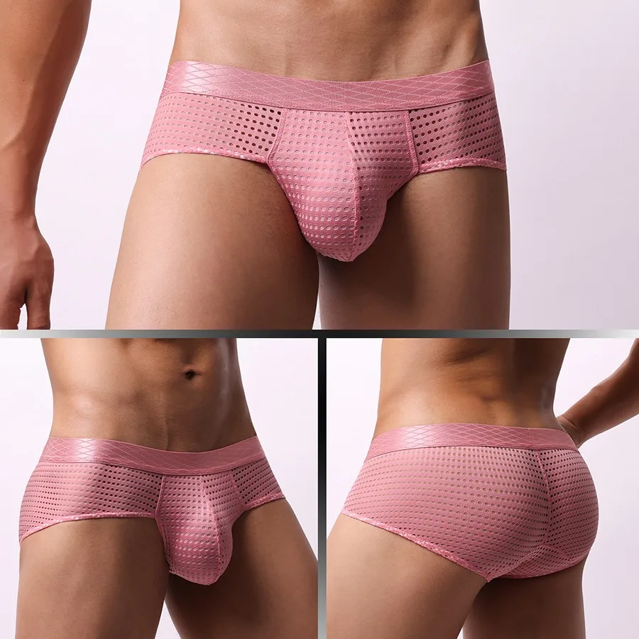 Men's Underwear Low Rise Breathable Mesh Triangle Pants Wide Waisted Briefs