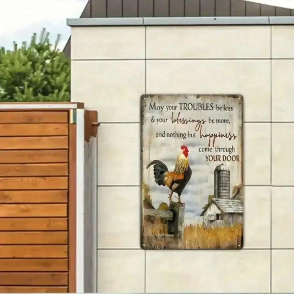 لوحة فنية جدارية على شكل ديك عتيقة لديكور المزرعة الريفية مع رسالة ملهمة لغرفة المعيشة وغرفة النوم والمطبخ #5