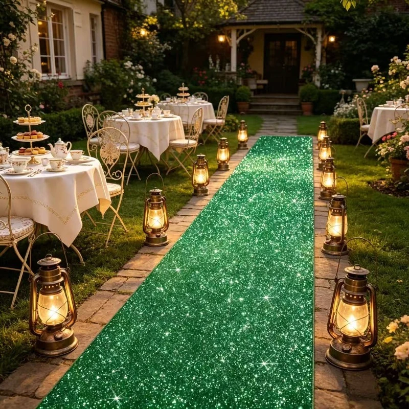 Green sequin carpet, suitable for outdoor or indoor weddings and garden parties, festivals and ceremonies - view 5