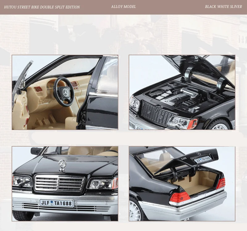 1:24 W140 S320 SEL Street Edition Legierung Oldtimer Modell Druckguss Metall Retro Alte Fahrzeuge Auto Modell Sound Licht Kinder Spielzeug Geschenk – Detail 13