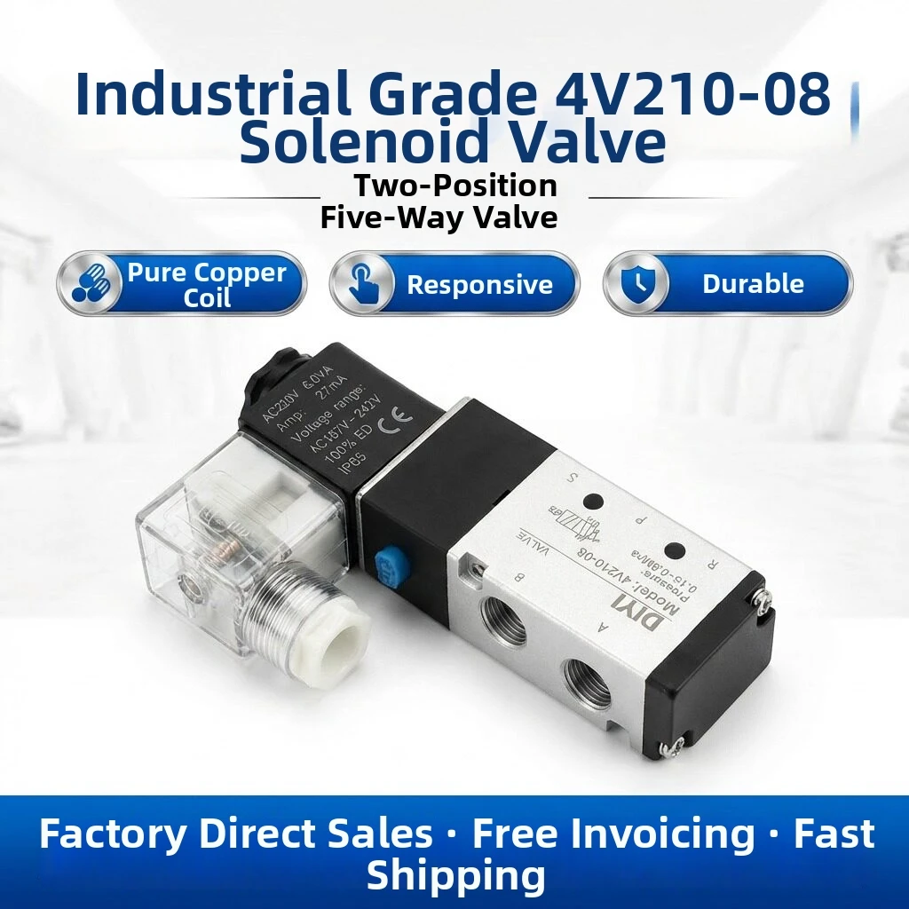 Pneumatic Electric Solenoid Valve 2 Position 5 Way Control Air Gas Magnetic 3V210-08 4V210-08 3V310-10 4V310-10 DC24V AC220V