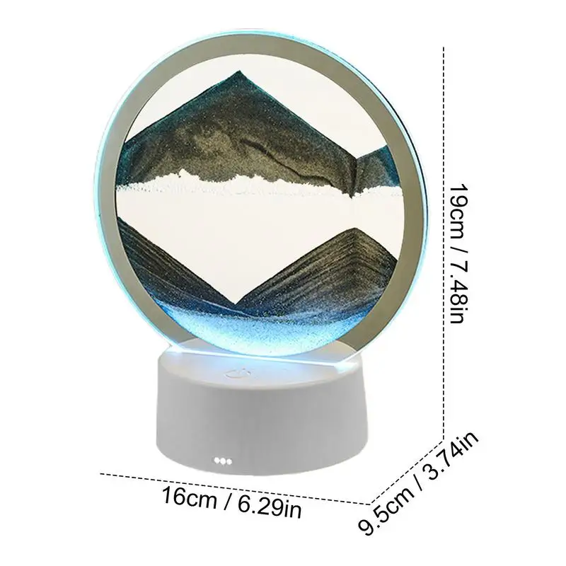 Lampe d'art de sable mobile 3D, chargement USB, peinture de sable mouvant, ornements de bureau, art créatif pour vivre