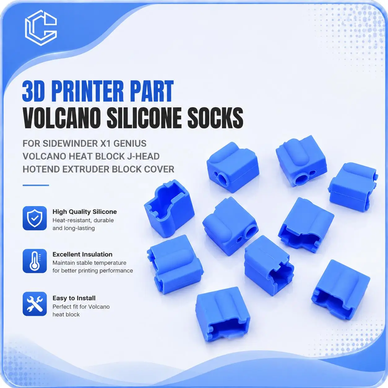 Creativité pièce d'imprimante 3D volcan chaussettes en Silicone pour Sidewinder X1 Genius volcan bloc thermique j-head Hotend extrudeuse bloc couverture