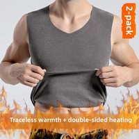 Men's Thermal Double-sided Fleece Thickened Vest Autumn Winter Seamless Warm Base Layer Shirt Close-fitting Inner Wear