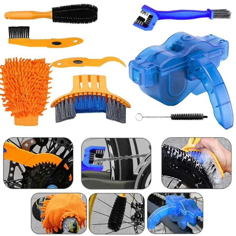 Chain Cleaner Cleaning Bicycle Chain Brush Wash Tool Set MTB Road Bike Protection Oil Chain Gear Grunge Brush for Mountain Bike