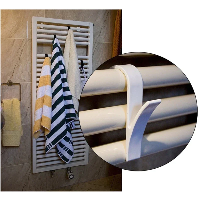 1/4pcs Bianco Gancio per Asciugamano Riscaldato Radiatore Rail Bagno Gancio Titolare Appendiabiti Plegable Sciarpa Gancio Spazio di Asciugatura