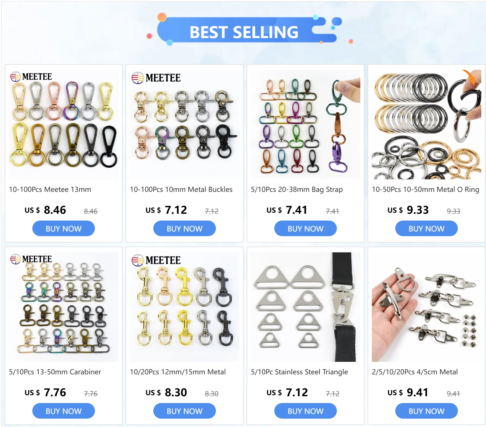 10–100 Stück Meetee 13 mm Karabiner, Metallschnallen, Hundehalsband, Karabinerverschluss, Taschengurt, Verbindungsschnalle, Schlüsselanhänger, Haken, Hardware-Zubehör – Detail 1