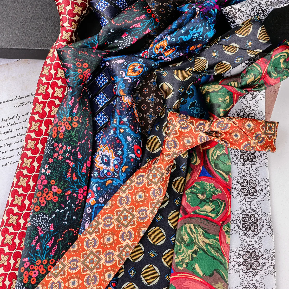 Men's 8cm Vintage Retro Paisley Polyester Tie Fashion Flower Pattern Print Necktie Wedding Party Neck Ties Accessories Gifts