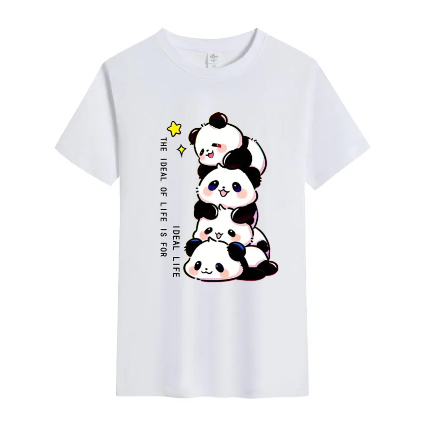 Cartoon Cute Treasure Panda Sweet Printing Kids Boys T-shirt Girls O-neck Shirt Fashion Cute Short Sleeve Tops Children Clothes