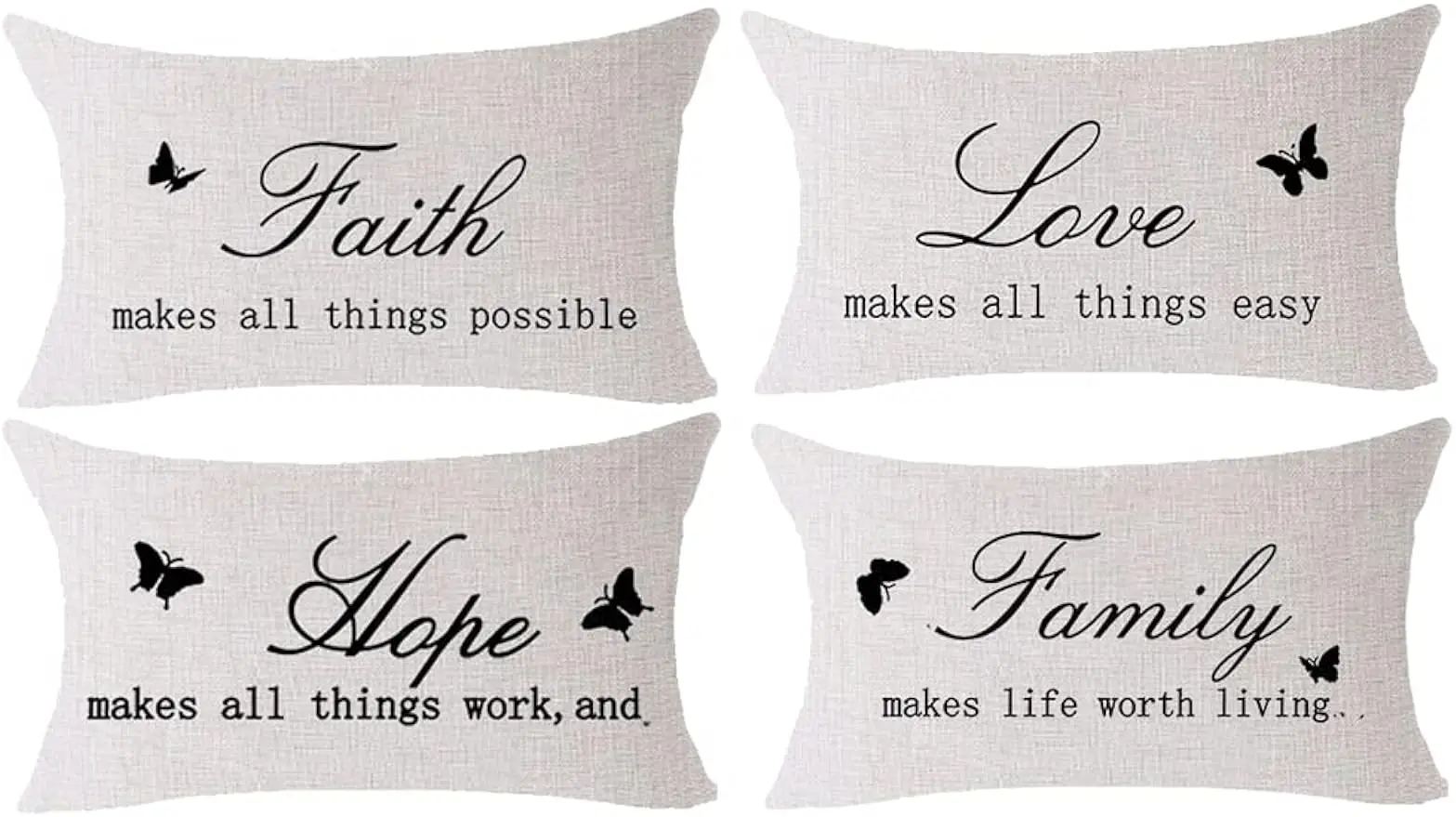 Gifts for relatives and friends, faith, love, family, linen pillowcase, cushion cover, home office decorative waist pillowcase