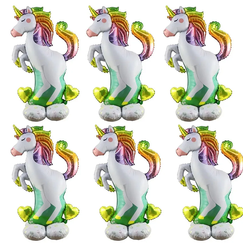 Taoup Happy Birthday Unicorn Balloons Figures Stand Cute Unicorn Foil Ballons Accesssories Unicornio Horns Baby Shower Favors