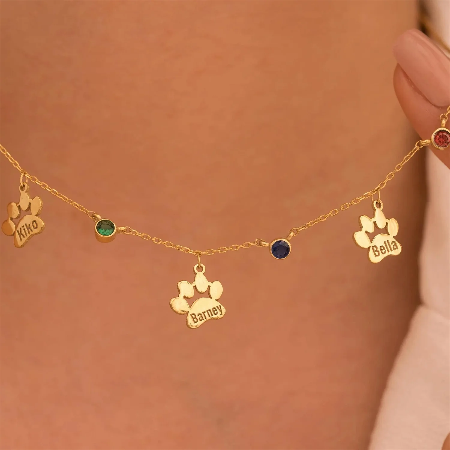 

Ожерелье с именем лапы домашнего животного на заказ, персонализированное проекционное ожерелье с именем лапы с камнем, изображение домашнего животного, ювелирные изделия, мемориальный подарок