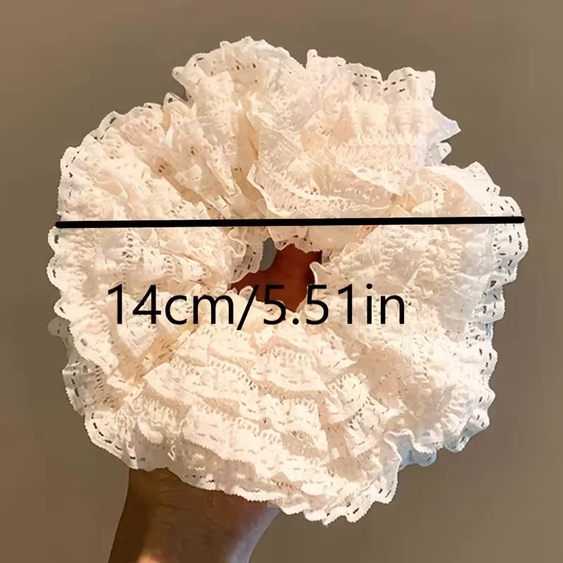 2PCS Large Fashionable Hair Scrunchies for Women Hollow Lace High-End Hair Accessories with Layered Design