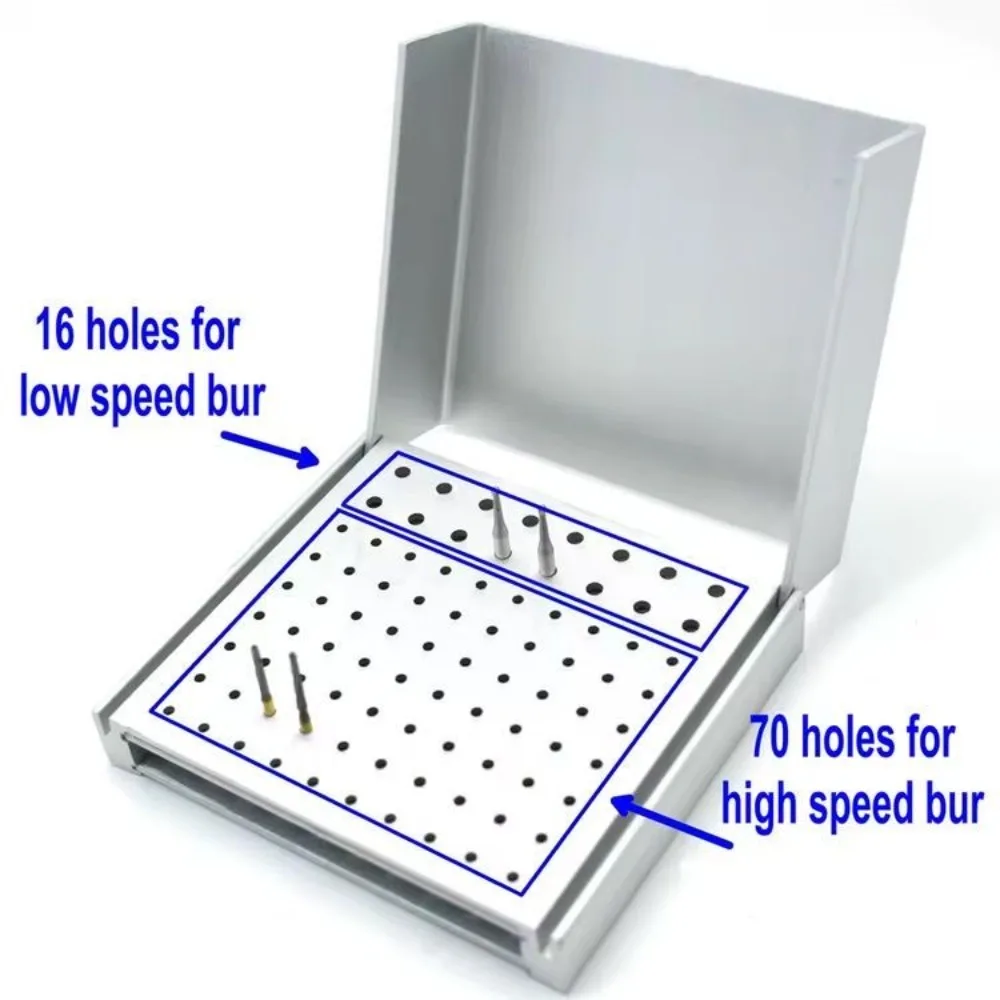 86 Holes Autoclavable Dental Bur Holder Sterilize Box 3 Colors Dustproof Cover