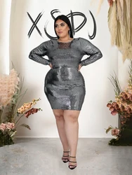 Elegant Party Dresses Woman Spring Short Evening Dresses Sexy Open Back Ladies Silver Dress Plus Size Wholesale Dropshipping