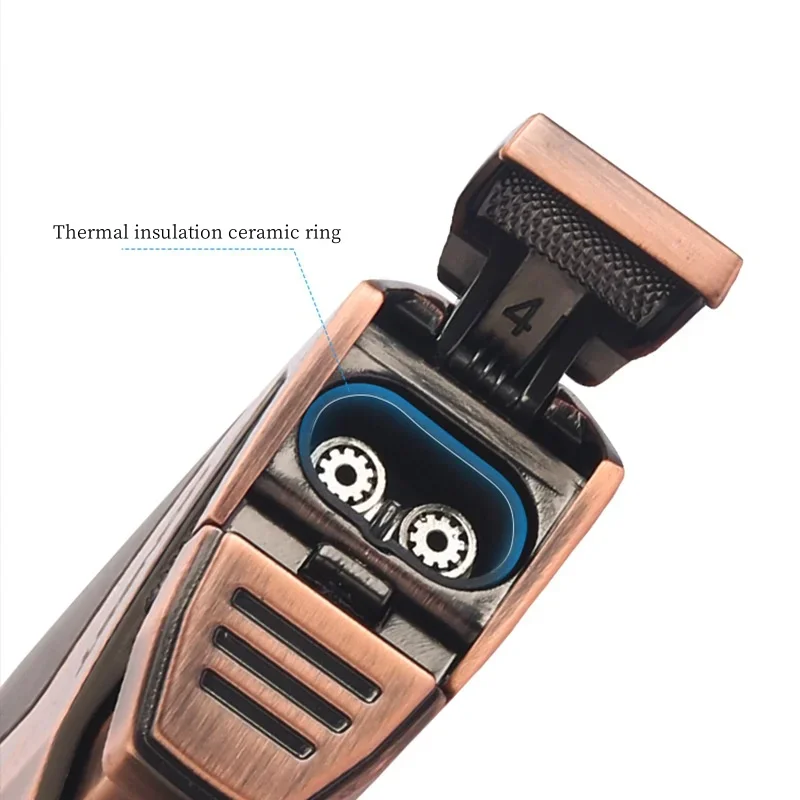 HONEST Dual Direct Injection Gas Lighter Windproof Strong Blue Flame Metal Turbine High Temperature with Cigar Diamonds